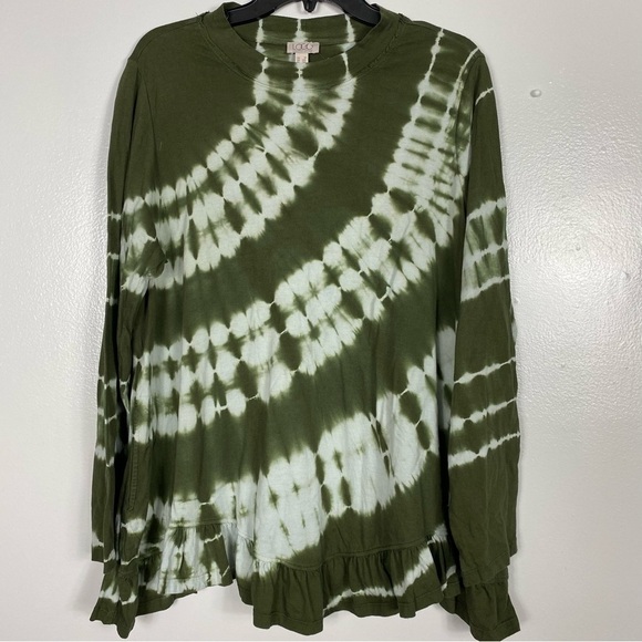 LOGO by Lori Goldstein Cotton Modal Tie-Dye Stripe Top 1X - Picture 1 of 7